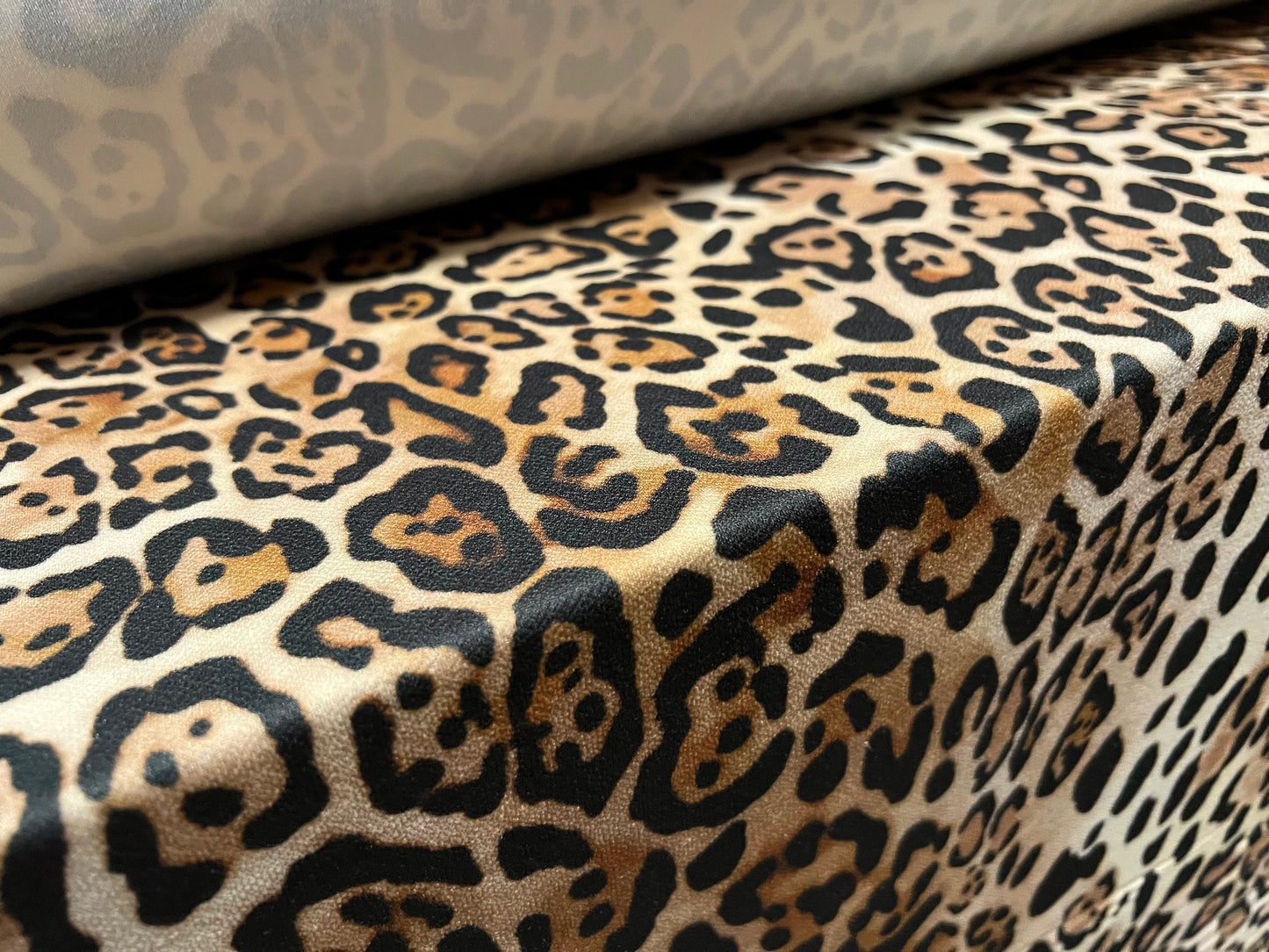 Valentino crepe spandex jersey fabric - similar to scuba - per metre - leopard print - stone