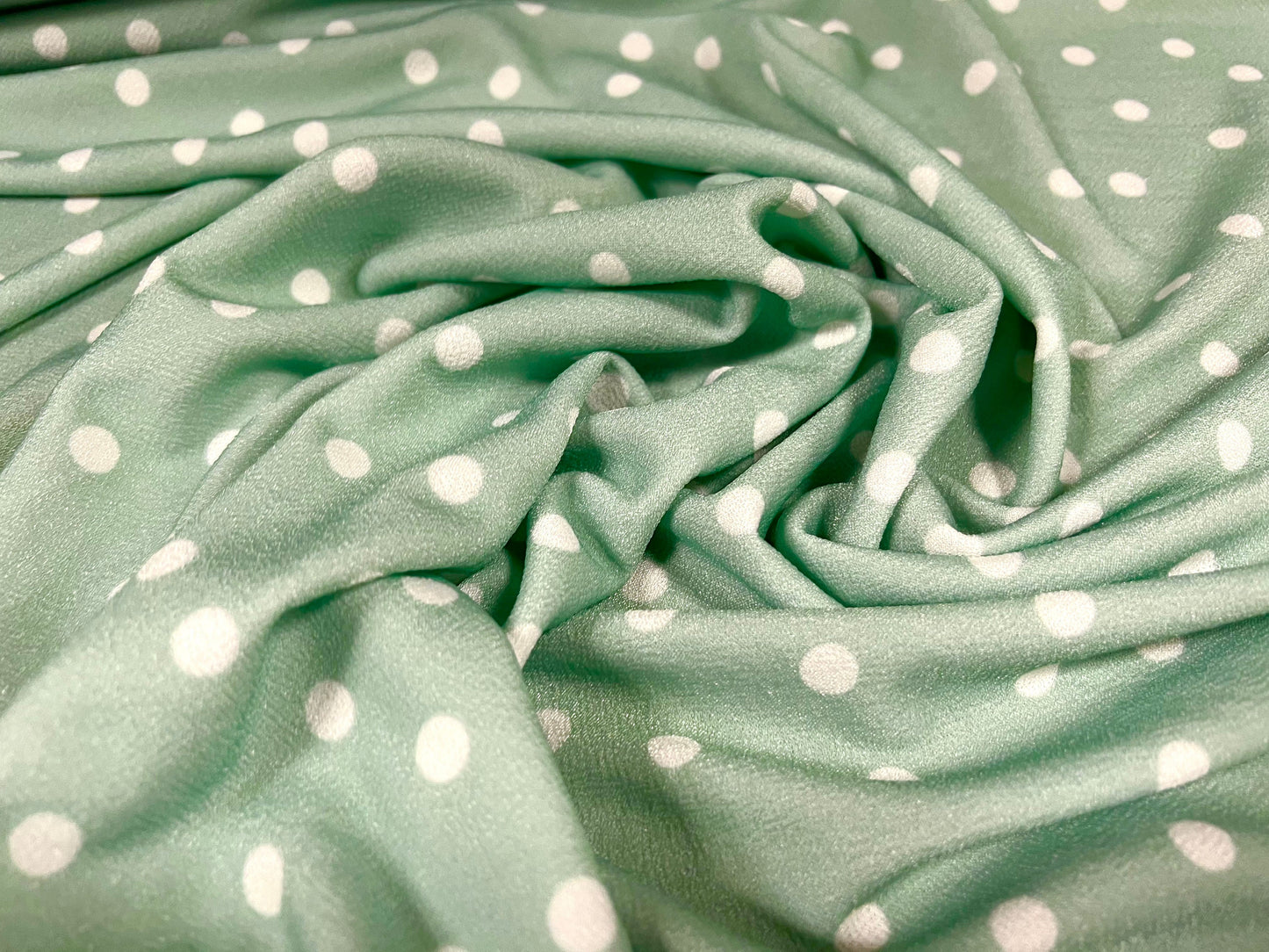 Valentino crepe spandex jersey fabric - similar to scuba - per metre - polka dot print - mint green