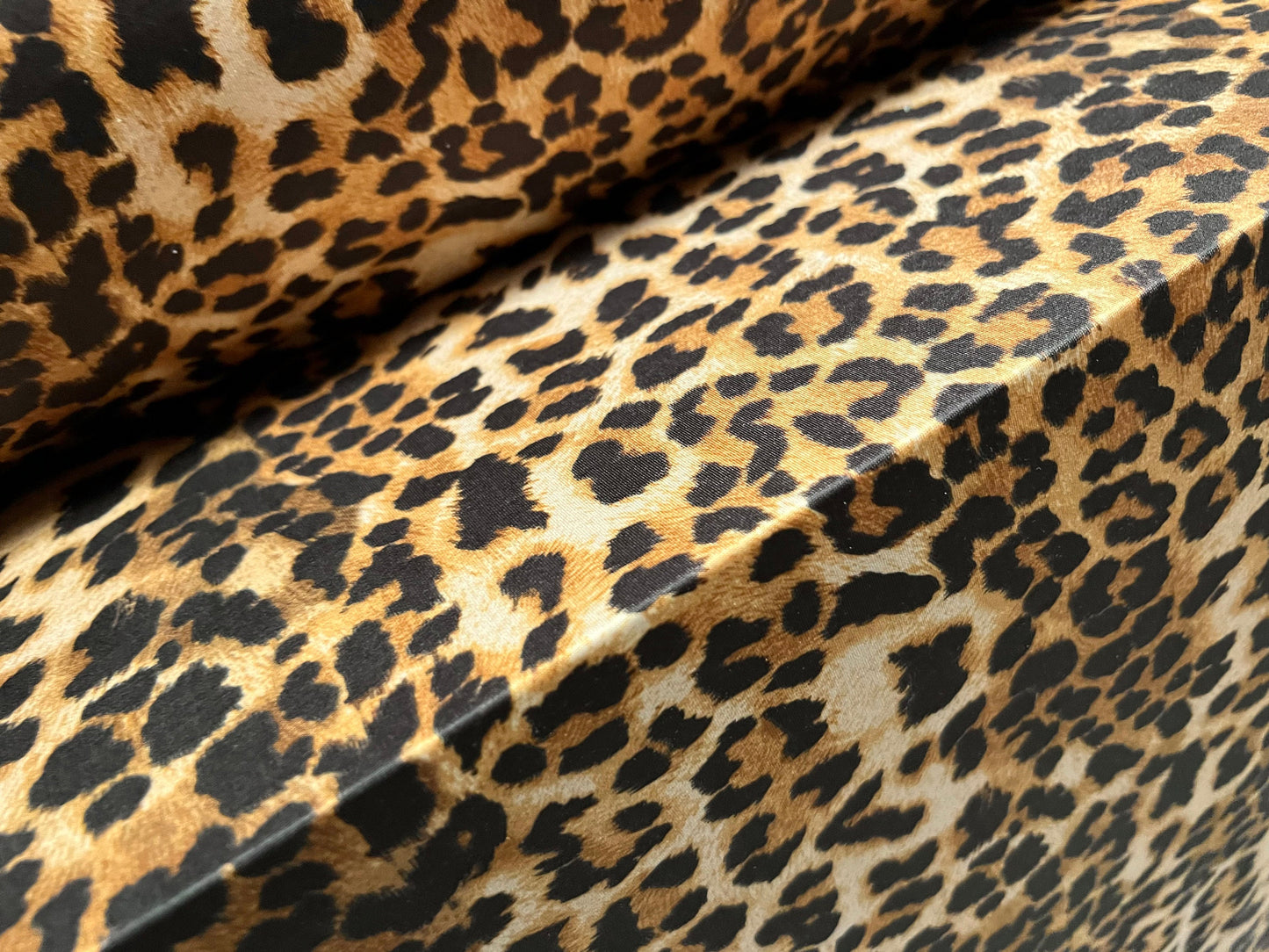 Soft touch stretch spandex single jersey fabric, per metre - leopardskin animal print - gold & brown