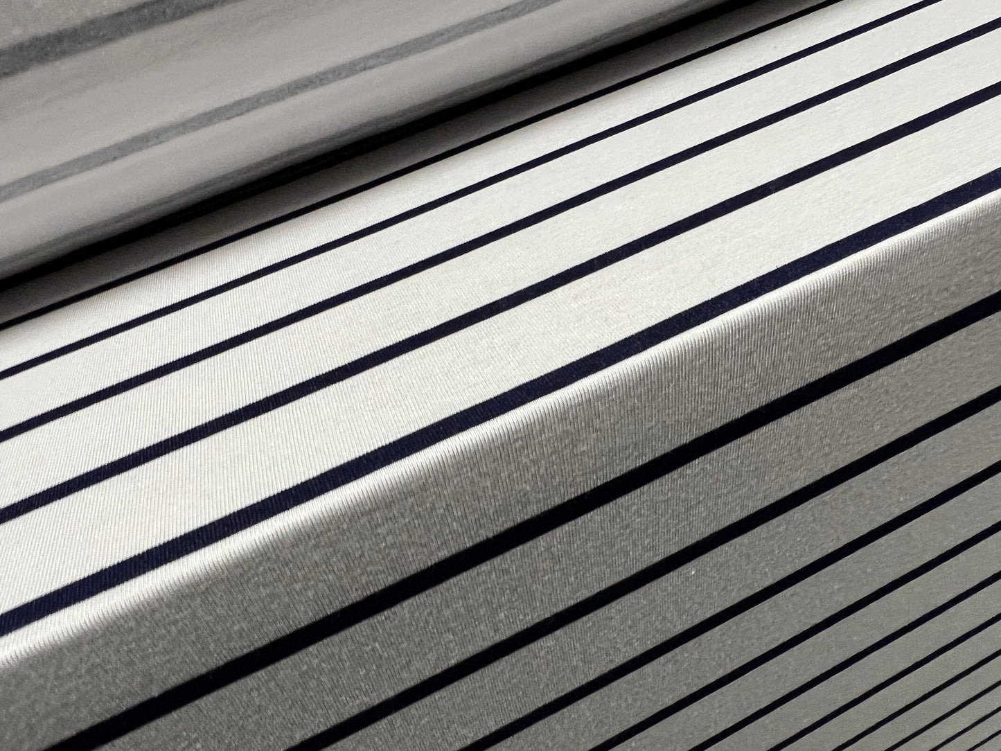 Viscose spandex stretch single jersey fabric, per metre - stripe - white & black