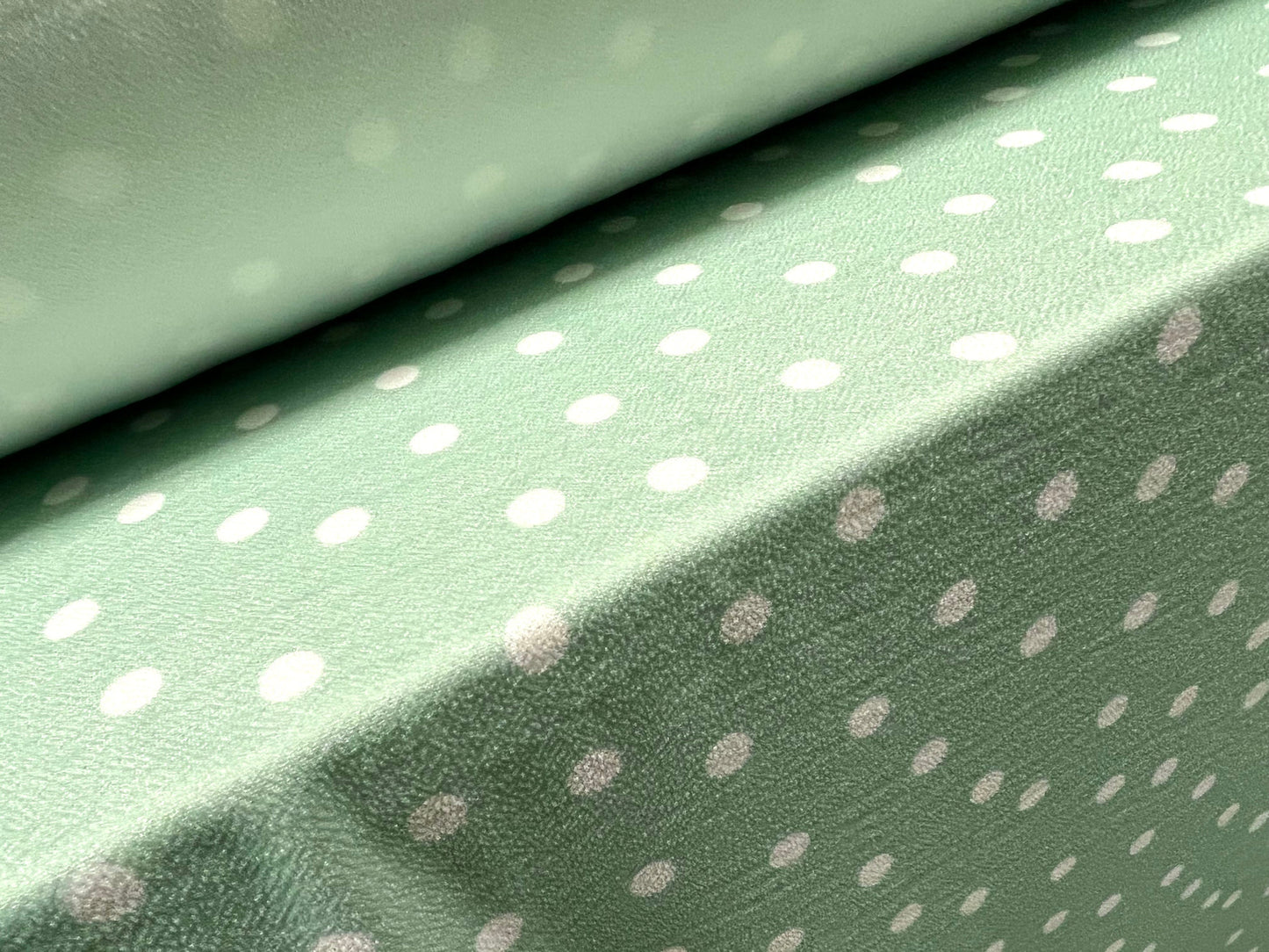 Valentino crepe spandex jersey fabric - similar to scuba - per metre - polka dot print - mint green