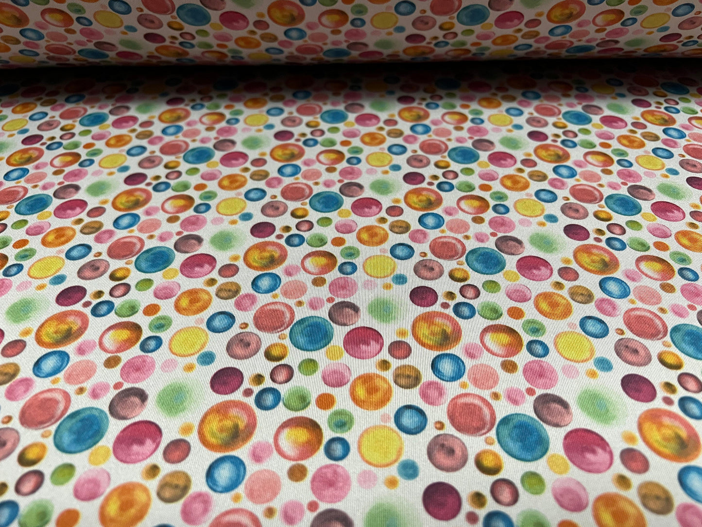 Scuba spandex stretch neoprene style jersey fashion fabric, per metre - bubbles print - multicolour