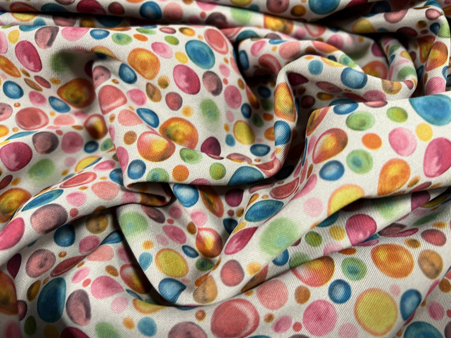 Scuba spandex stretch neoprene style jersey fashion fabric, per metre - bubbles print - multicolour