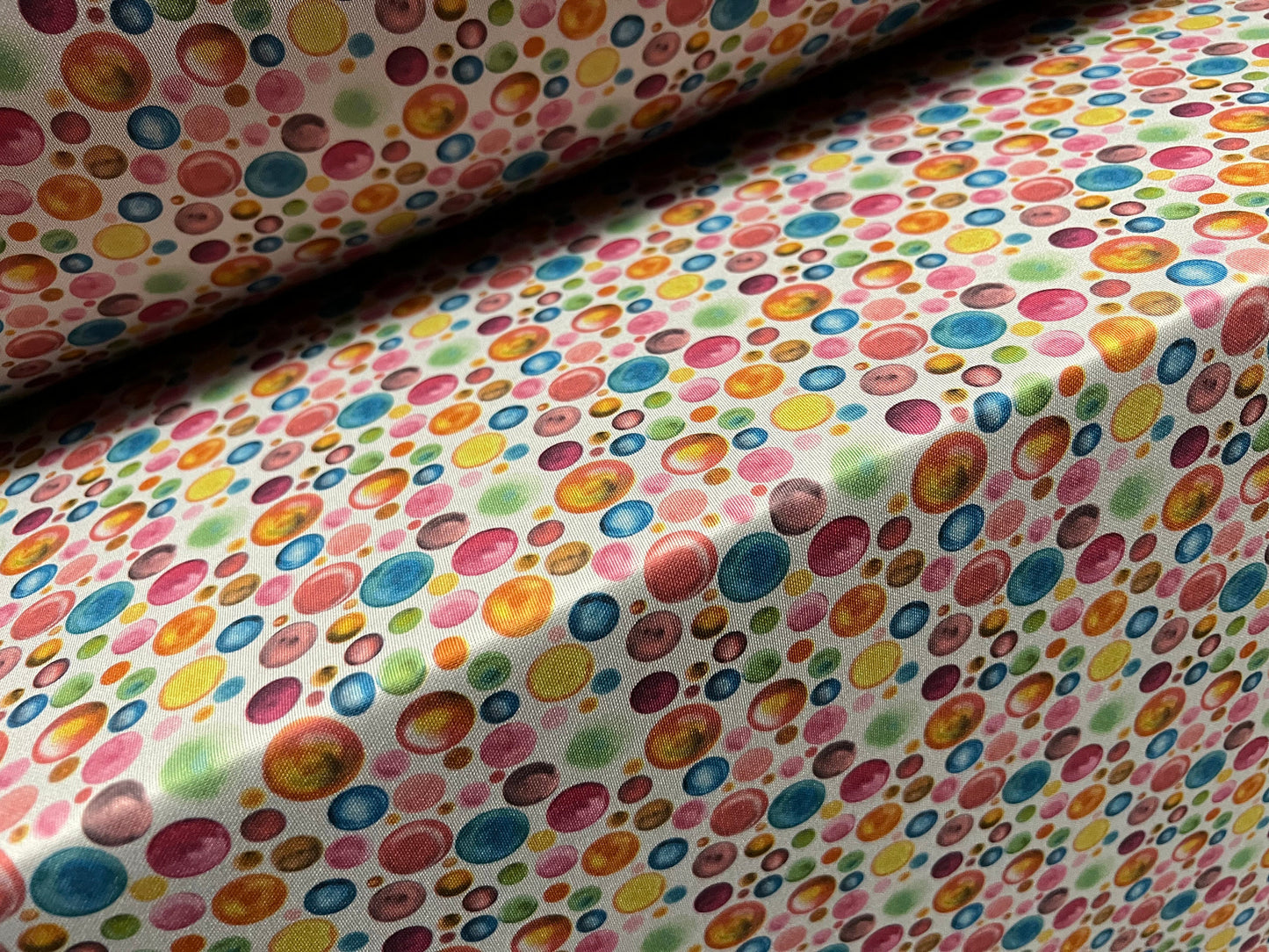Scuba spandex stretch neoprene style jersey fashion fabric, per metre - bubbles print - multicolour