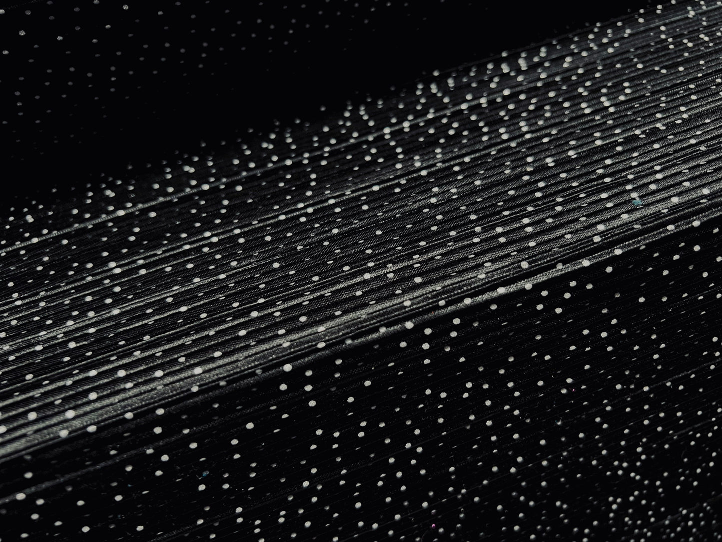 Plissé pleated dress fabric, per metre - spotty print - black & white