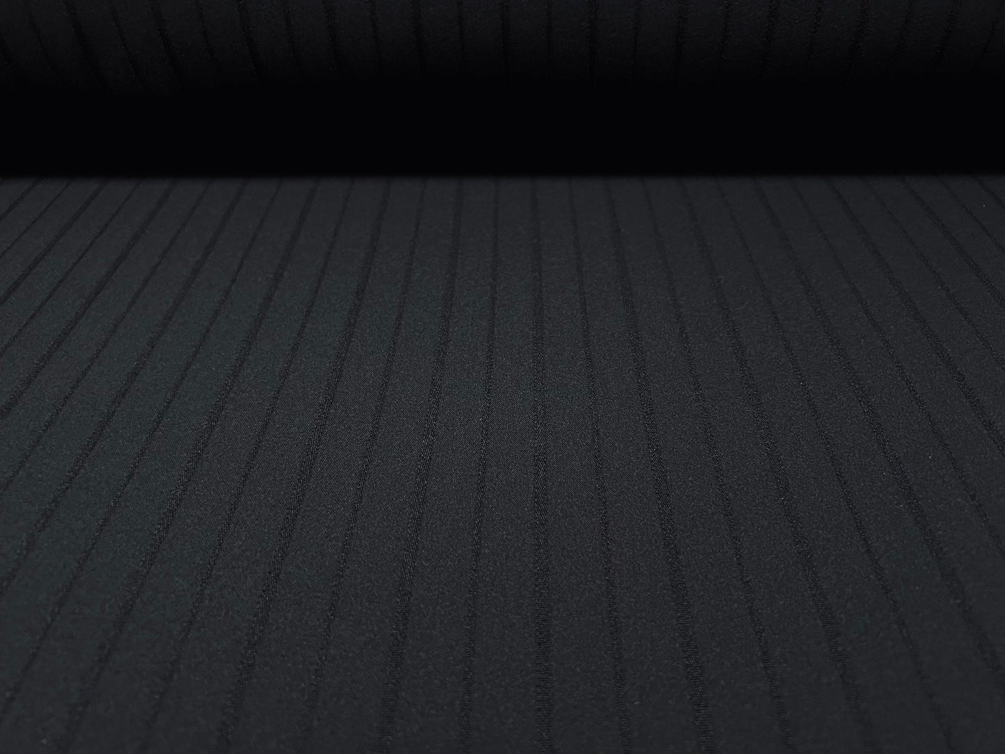 Pablo stretch spandex suiting trouser skirt fabric, per metre - pinstripe - black