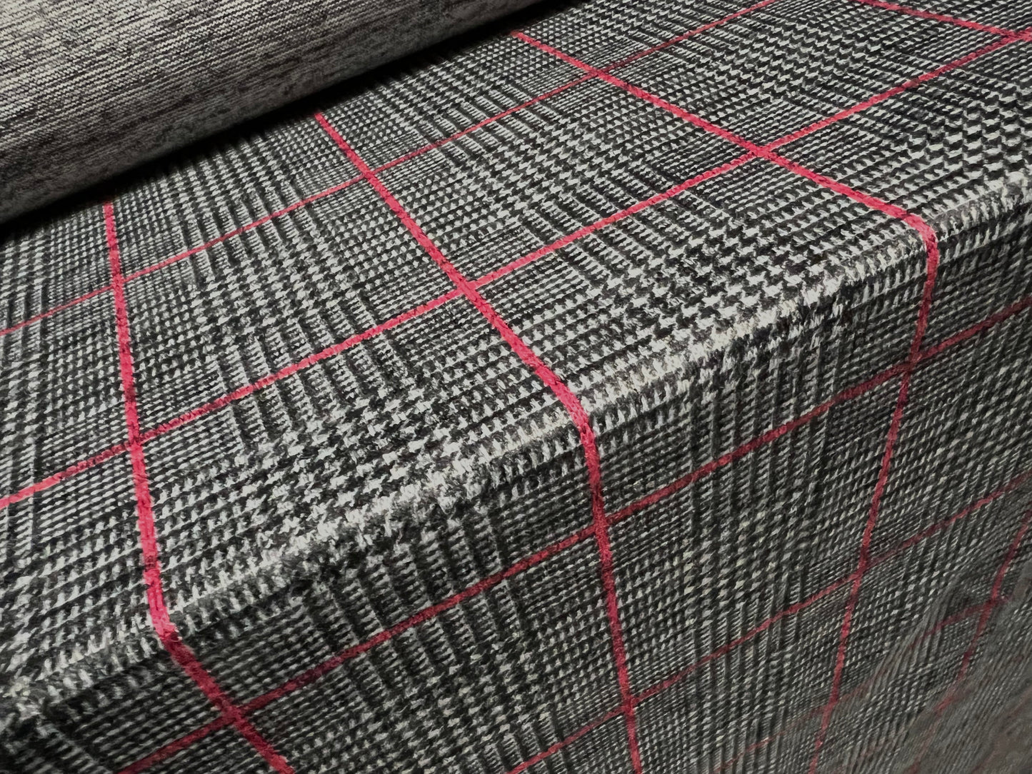 Super soft knitwear jersey fabric, per metre - houndstooth check - grey & red