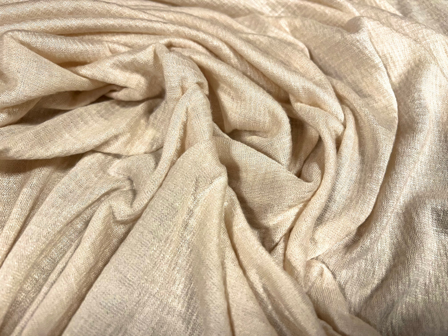 Cheesecloth single jersey fashion fabric, per metre - plain - cream