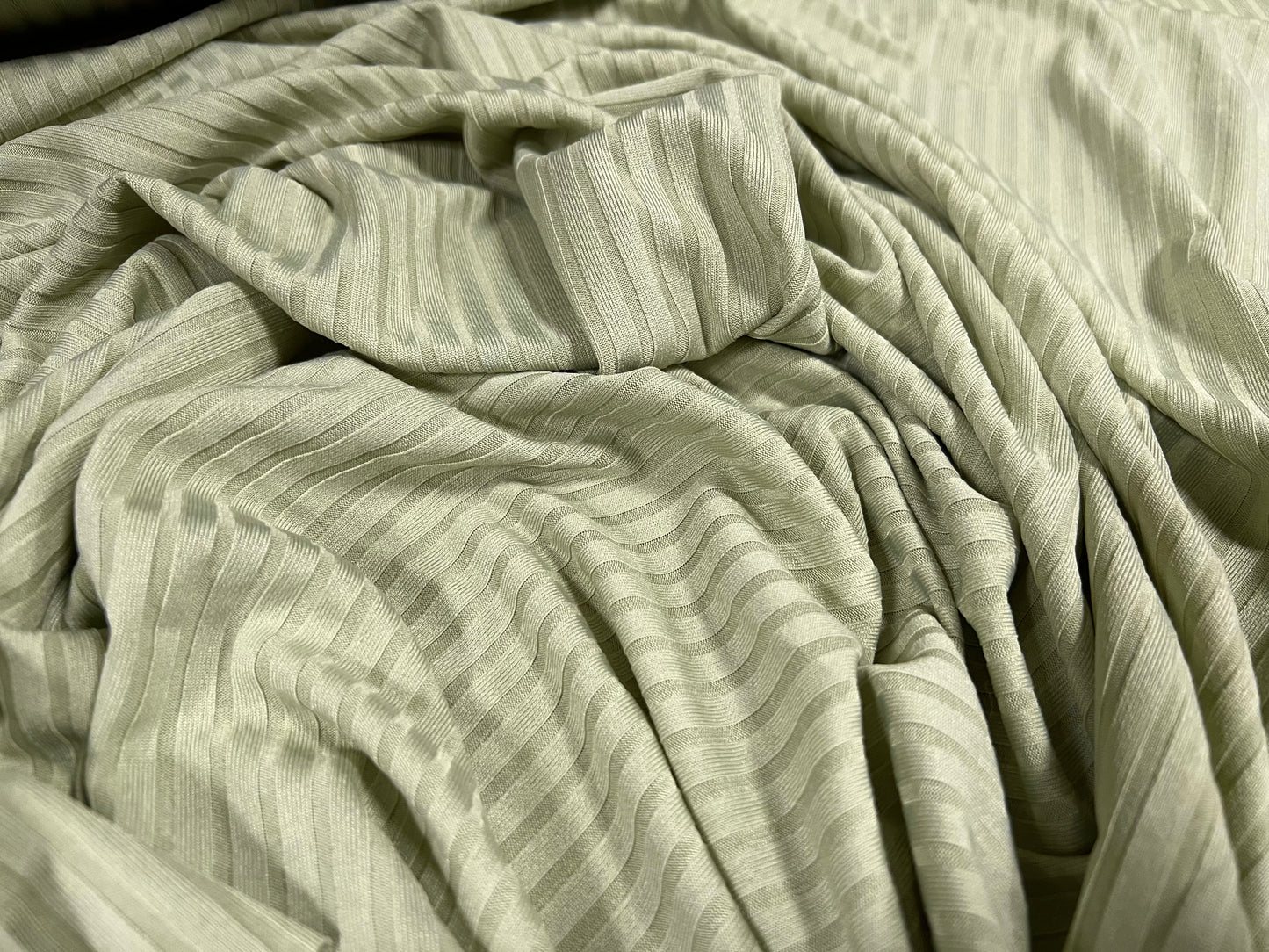 Stretch spandex rib jersey knit fabric, per metre - plain - mountain sage