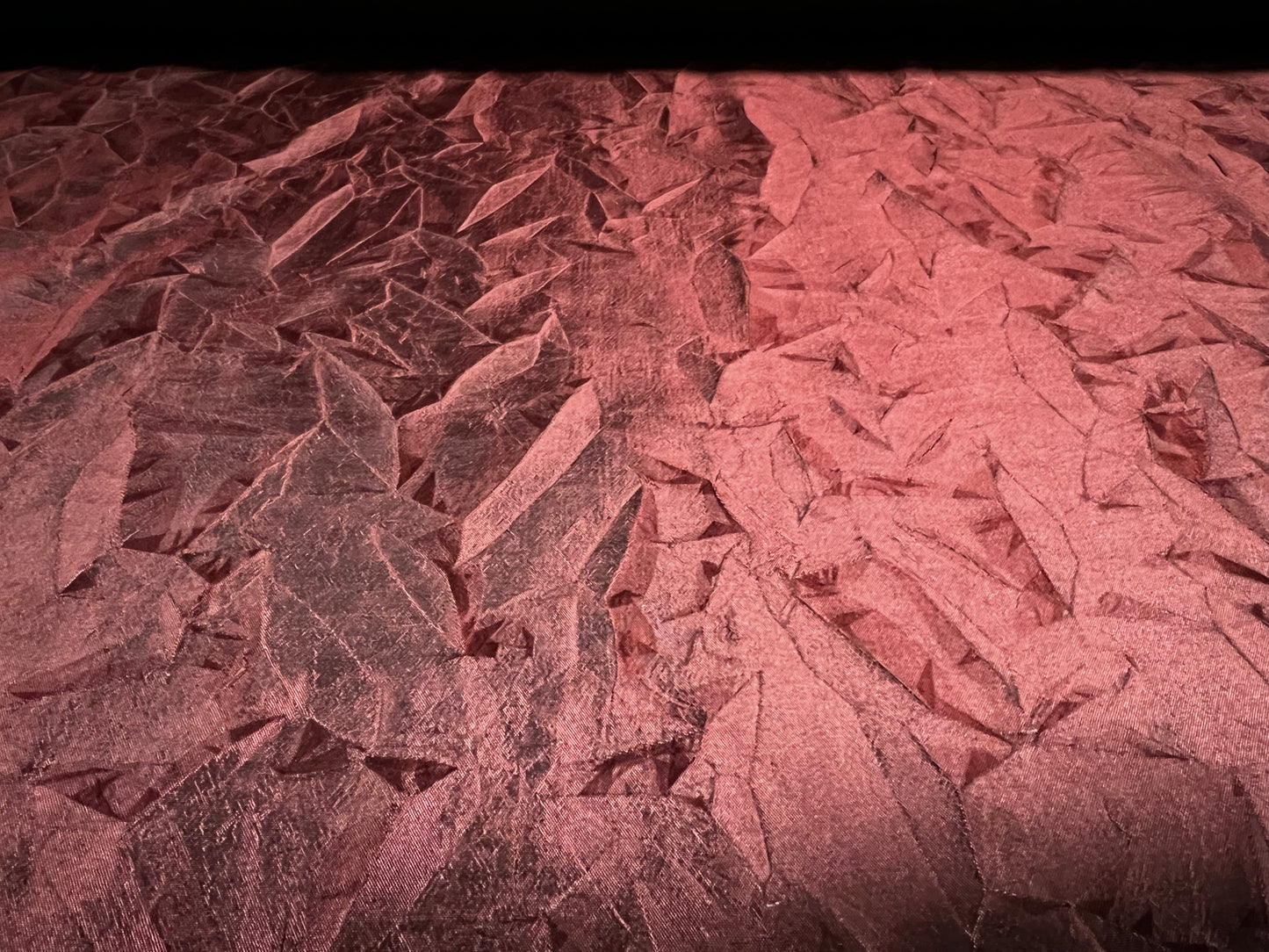 Taffeta woven dress fabric - pressed leaf design - wine