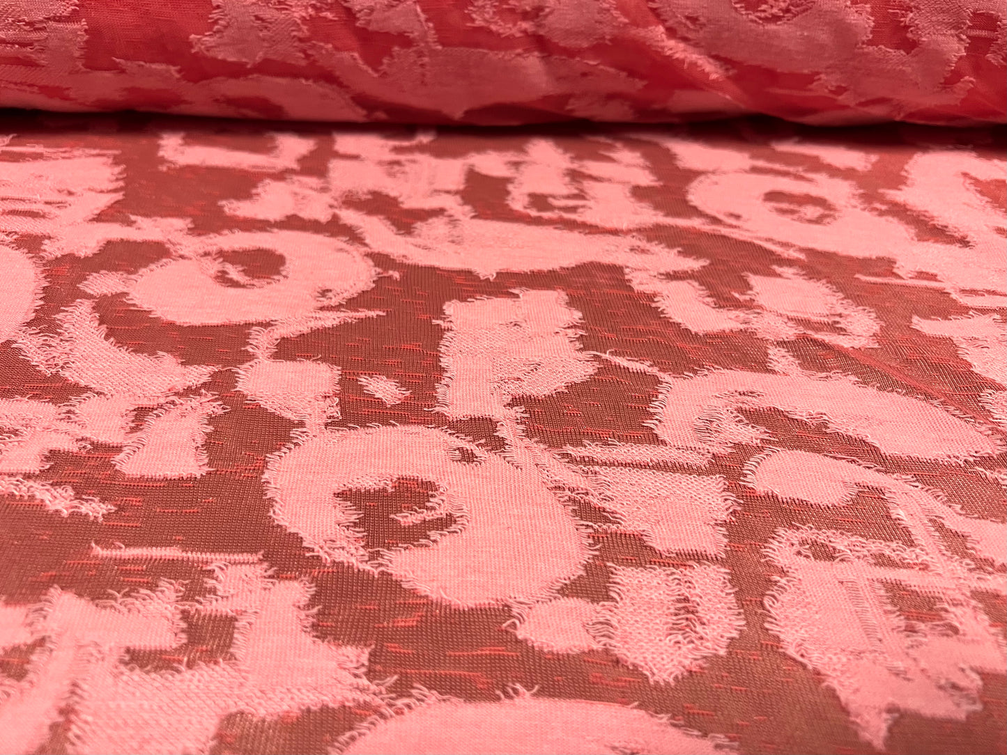 Burnout devoré jersey dress fabric, per metre, cotton rich - pink