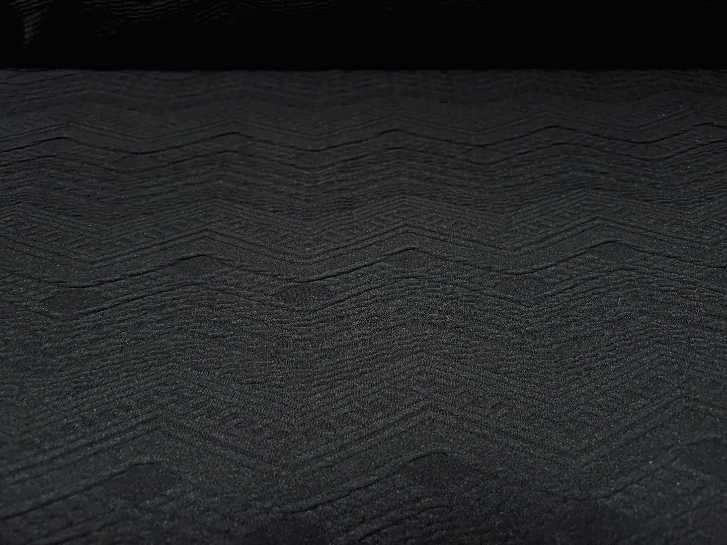 Double jersey knit spandex dress fabric, per metre - chevron jacquard - black