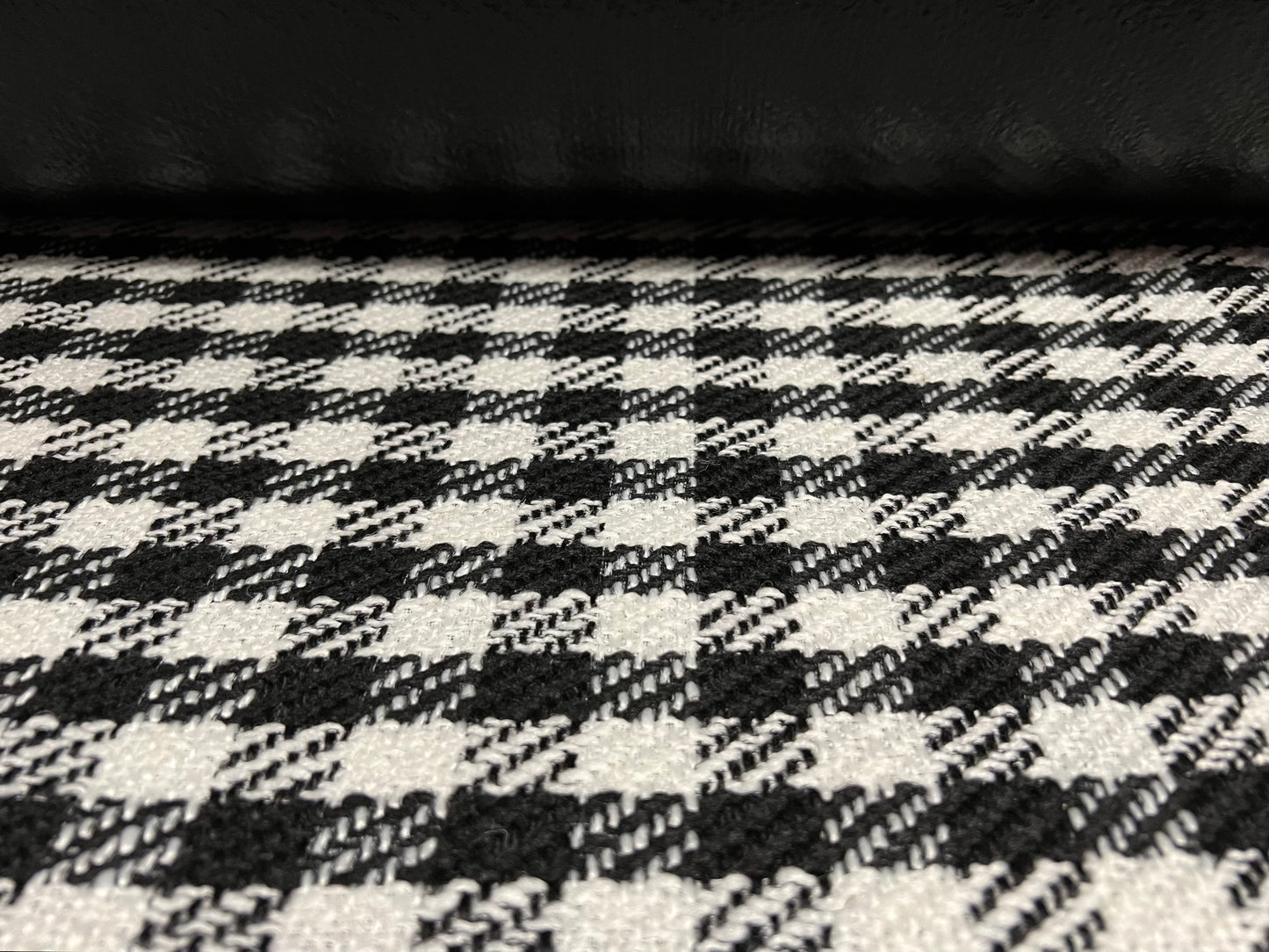 Heavyweight wool bouclé fabric with p.u. Waterproof backing, per metre - houndstooth - black & white