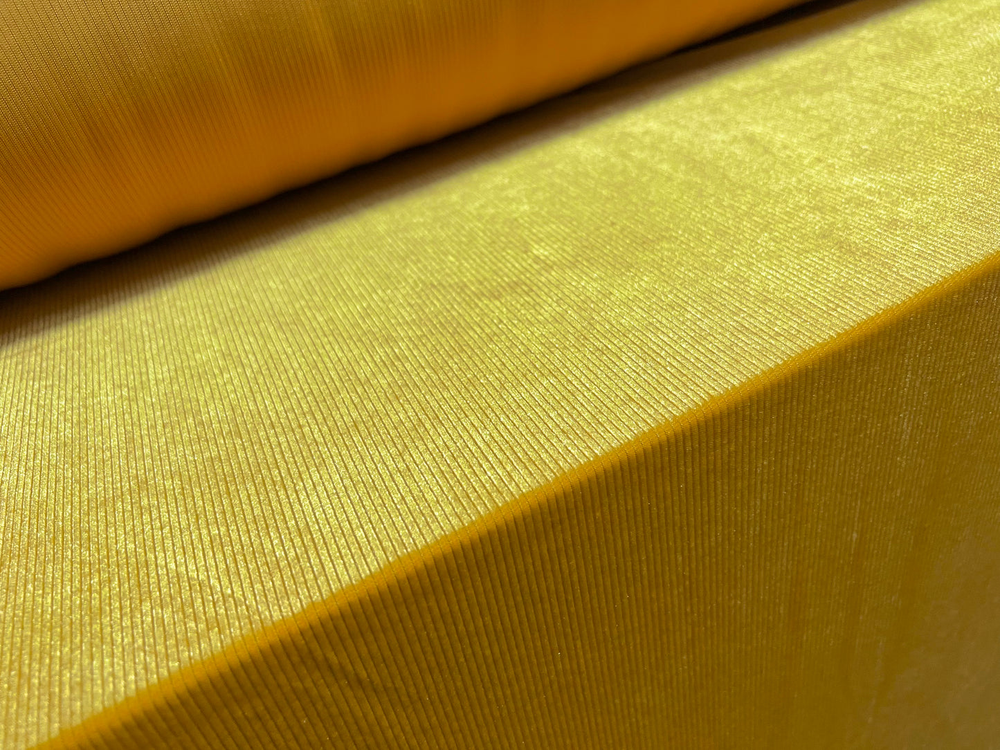 Spandex velvet stretch dress fabric, per metre - finely ribbed - gold