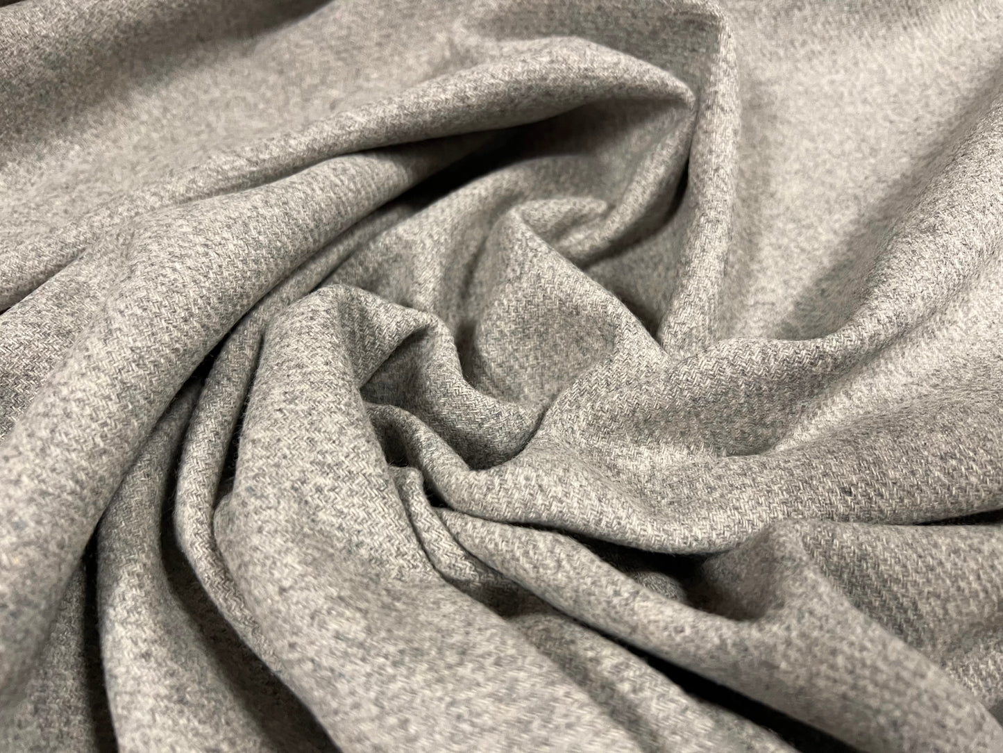 Wool blend flannel coat jacket fabric, per metre - plain - light grey