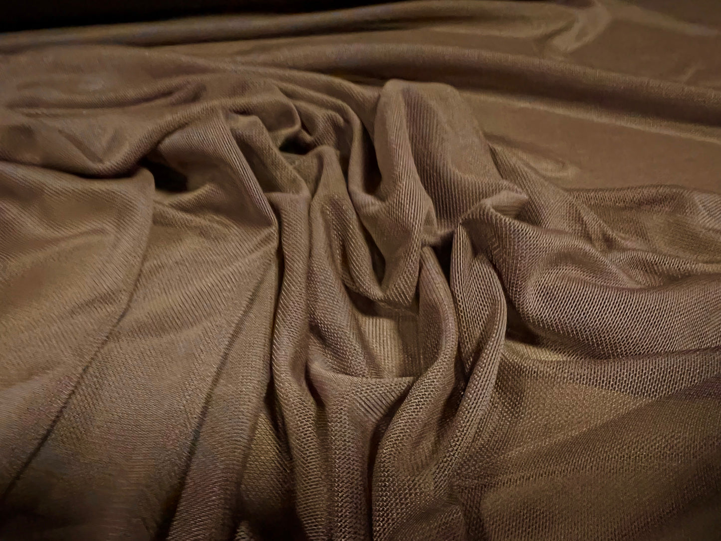 Power mesh net stretch spandex fabric, per metre - Plain - chocolate brown
