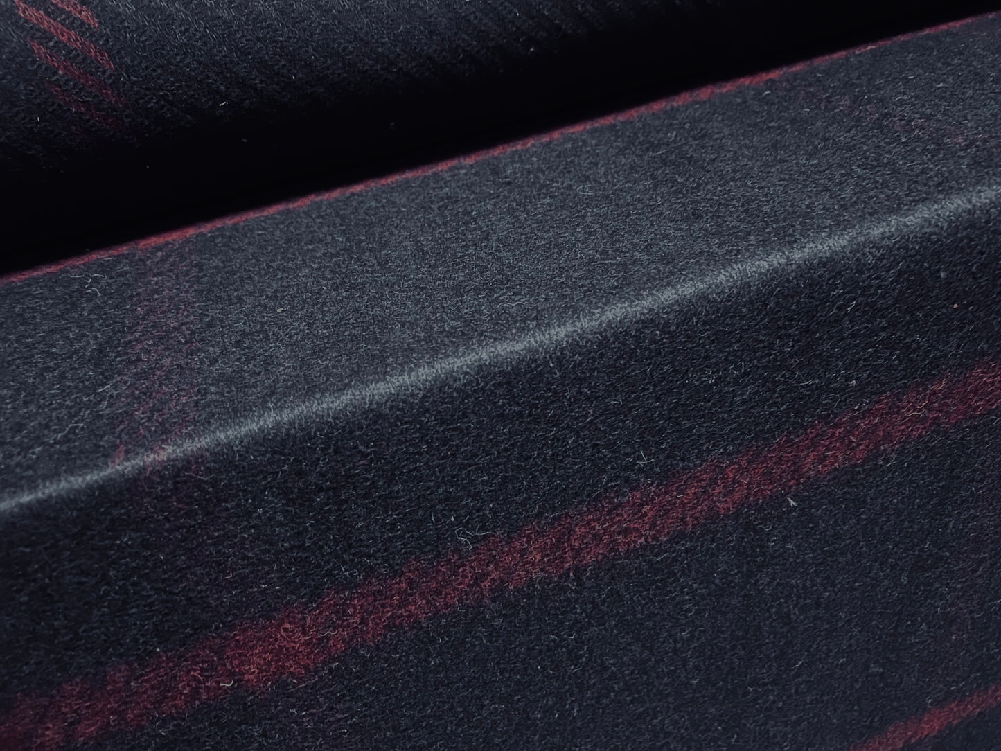 Wool mouflon flannel fabric, per metre - jumbo check - navy & wine