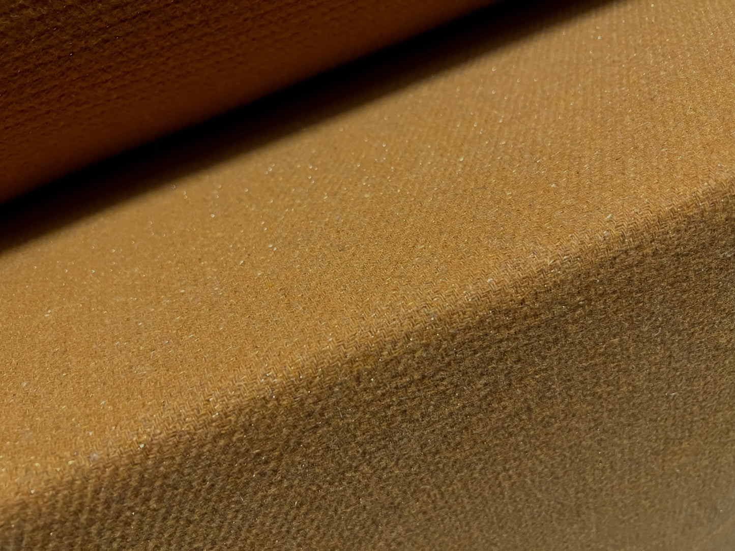 Heavyweight textured wool fabric, per metre - plain with lurex sparkle - mustard & gold