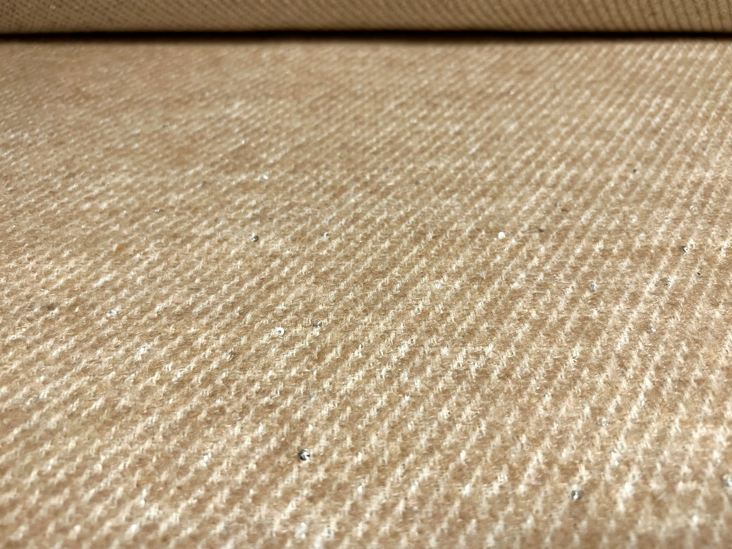Wool bouclé coat jacket fabric, per metre - oatmeal twill with sequins