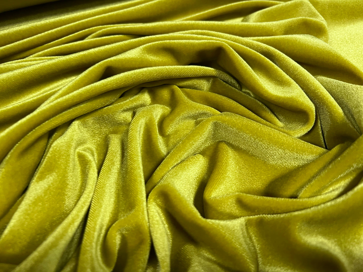 Spandex velvet stretch dress fabric, per metre - plain - chartreuse