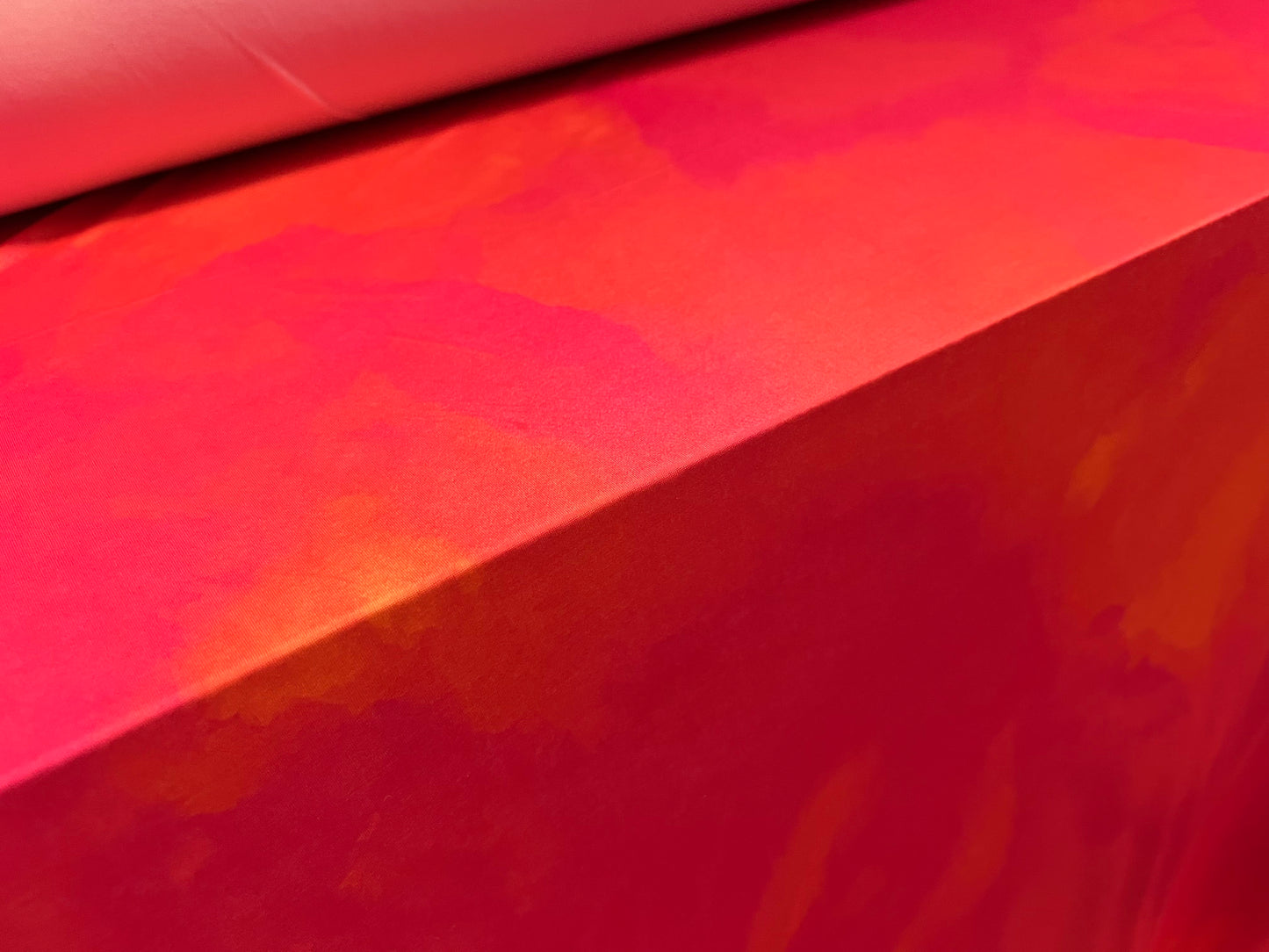 Soft touch stretch spandex jersey fabric, per metre - Smudge print - pink & orange