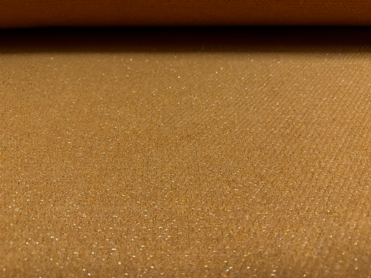 Heavyweight textured wool fabric, per metre - plain with lurex sparkle - mustard & gold