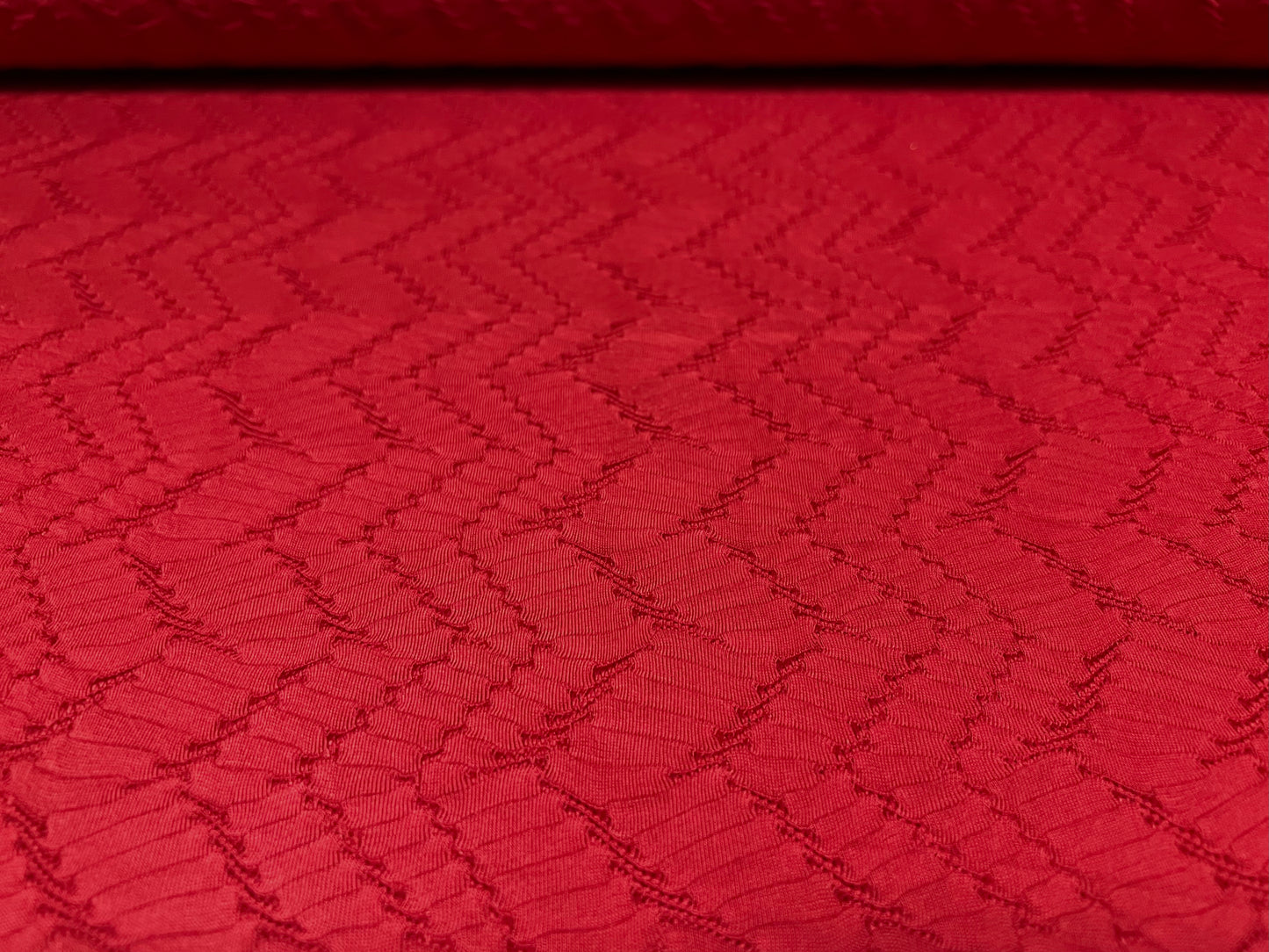 Double jersey stretch spandex fabric, per metre - jacquard design - Red