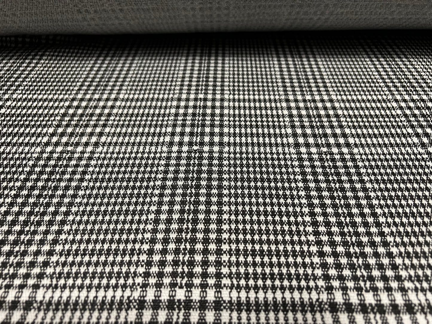 Double jersey knitwear fabric, per metre - check design - black & white