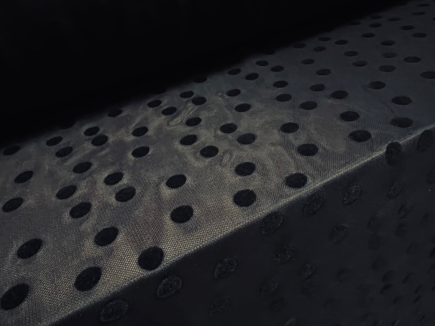 Power mesh net stretch spandex net fabric, per metre - polka dot flock print - black on black