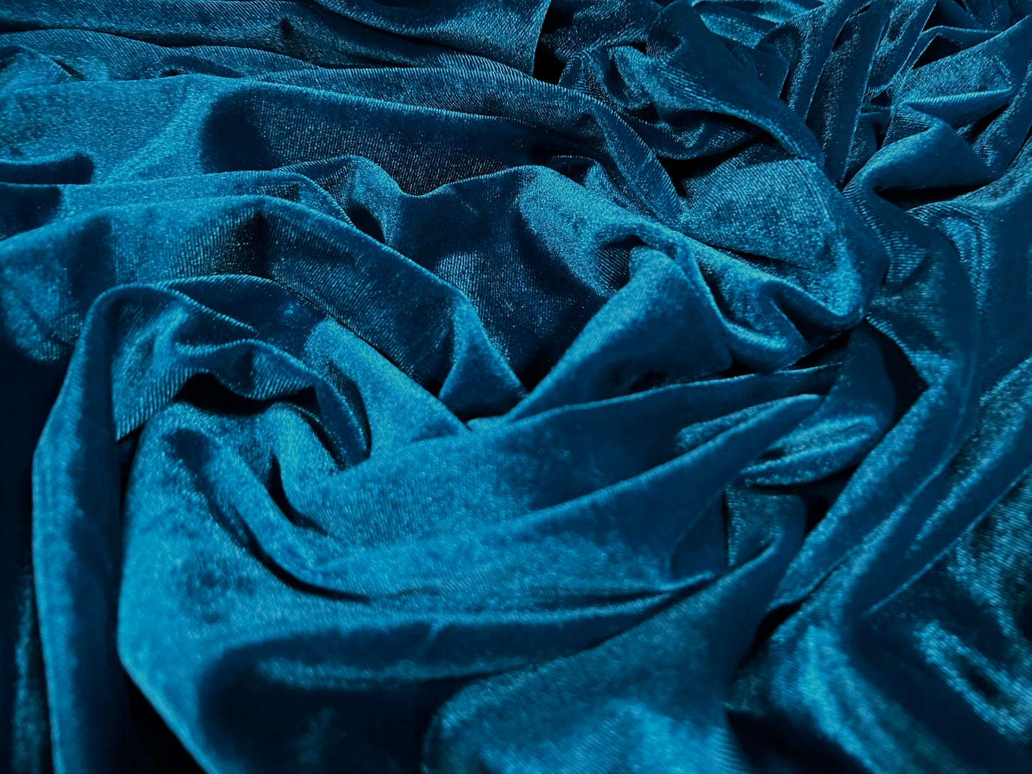 Spandex velvet stretch dress fabric, per metre - plain - kingfisher blue