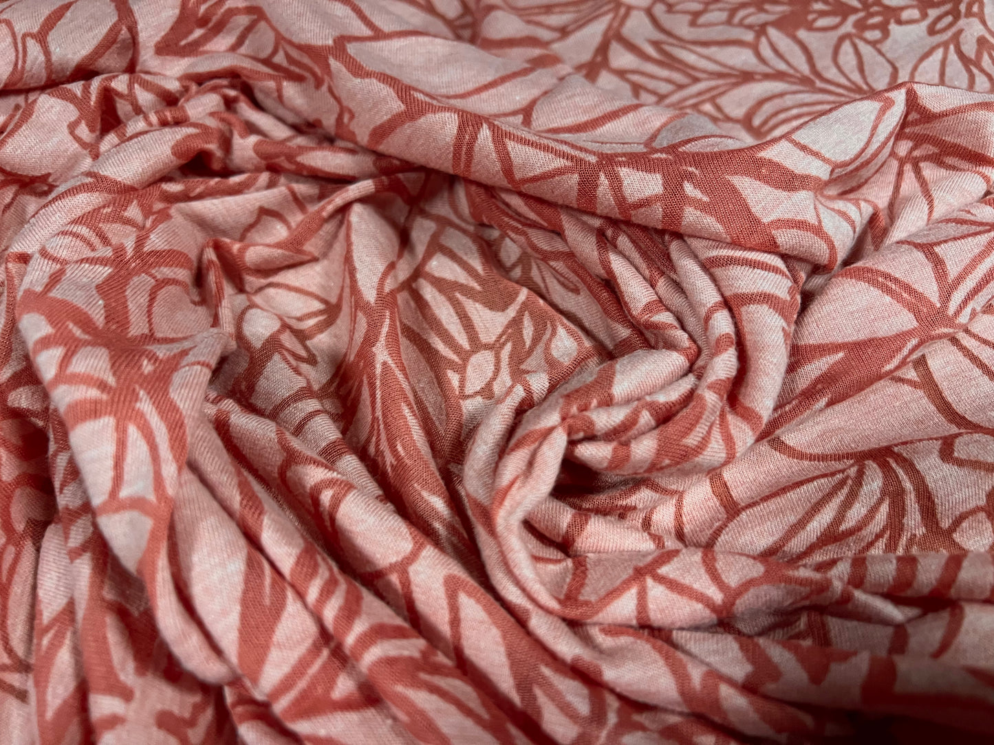 Lady K lightweight burnout single jersey fabric, per metre - flower print - dusky & Rose pink