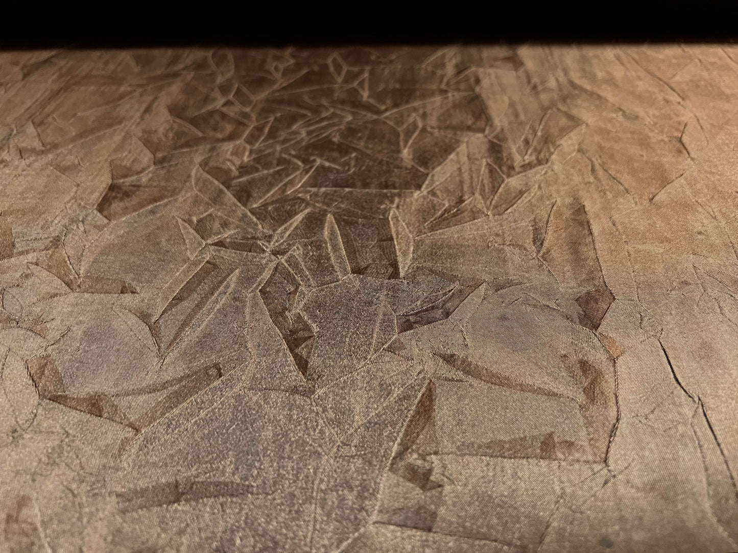 Taffeta woven dress fabric - pressed leaf design - brown