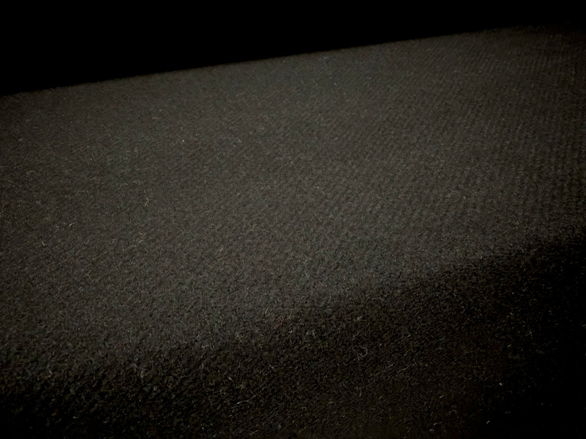 Heavyweight wool flannel fabric, per metre - plain - black