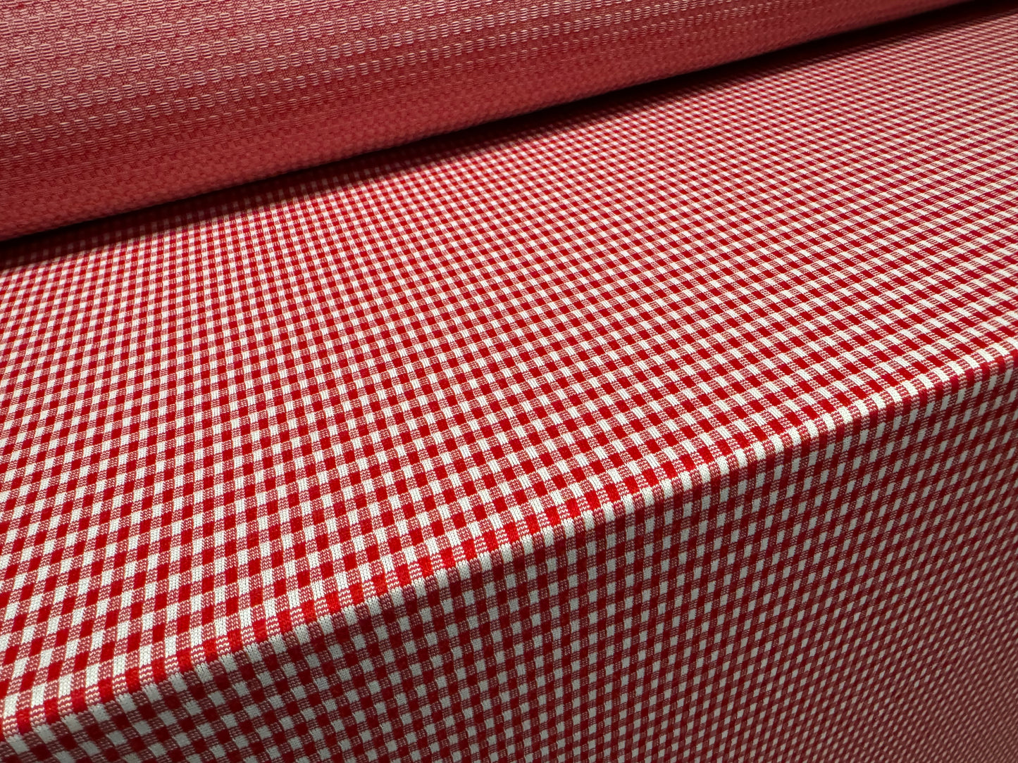 Single jersey knitwear fabric, per metre - gingham - red & white