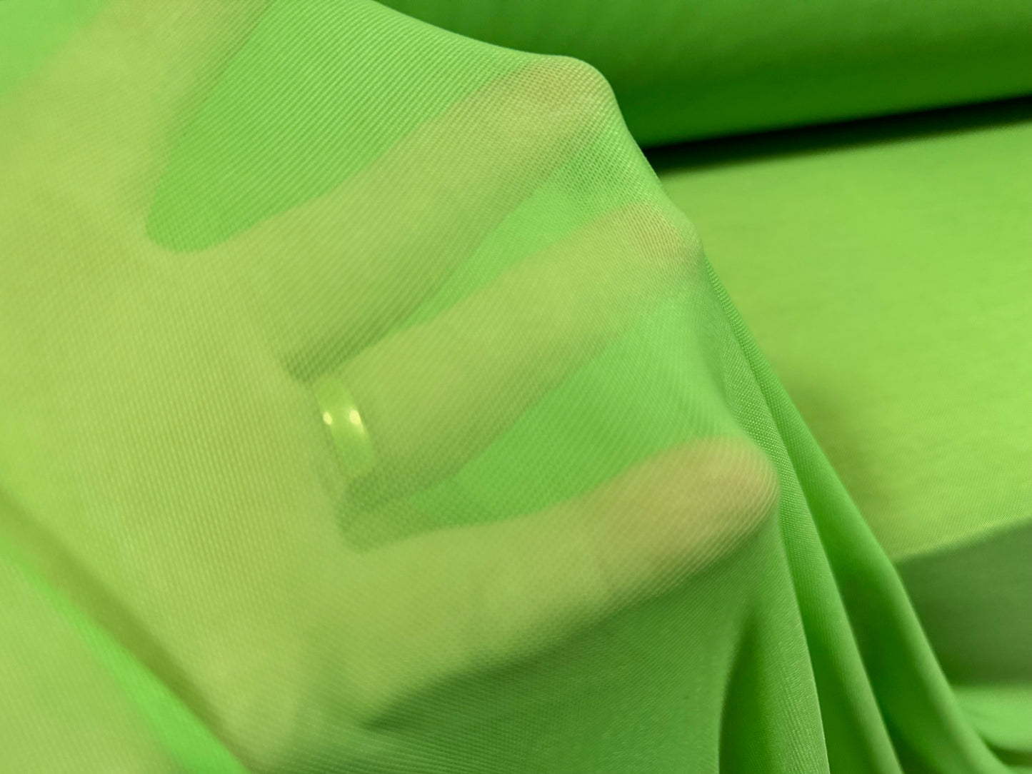Power mesh net stretch spandex fabric, per metre - plain - bright green