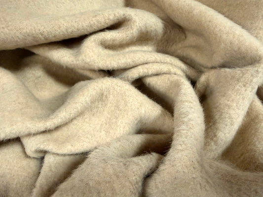 Heavyweight wool flannel fabric, per metre - plain - beige