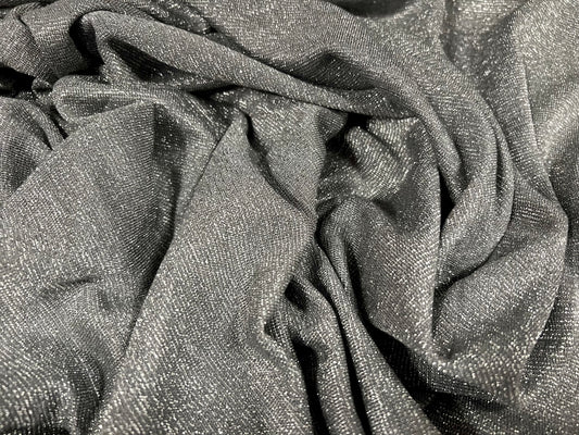 Metallic single jersey fashion fabric, per metre - lurex sparkle - silver grey