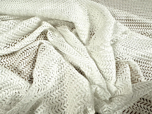 Soft stretch herringbone knit jersey dress fabric, per metre - ivory