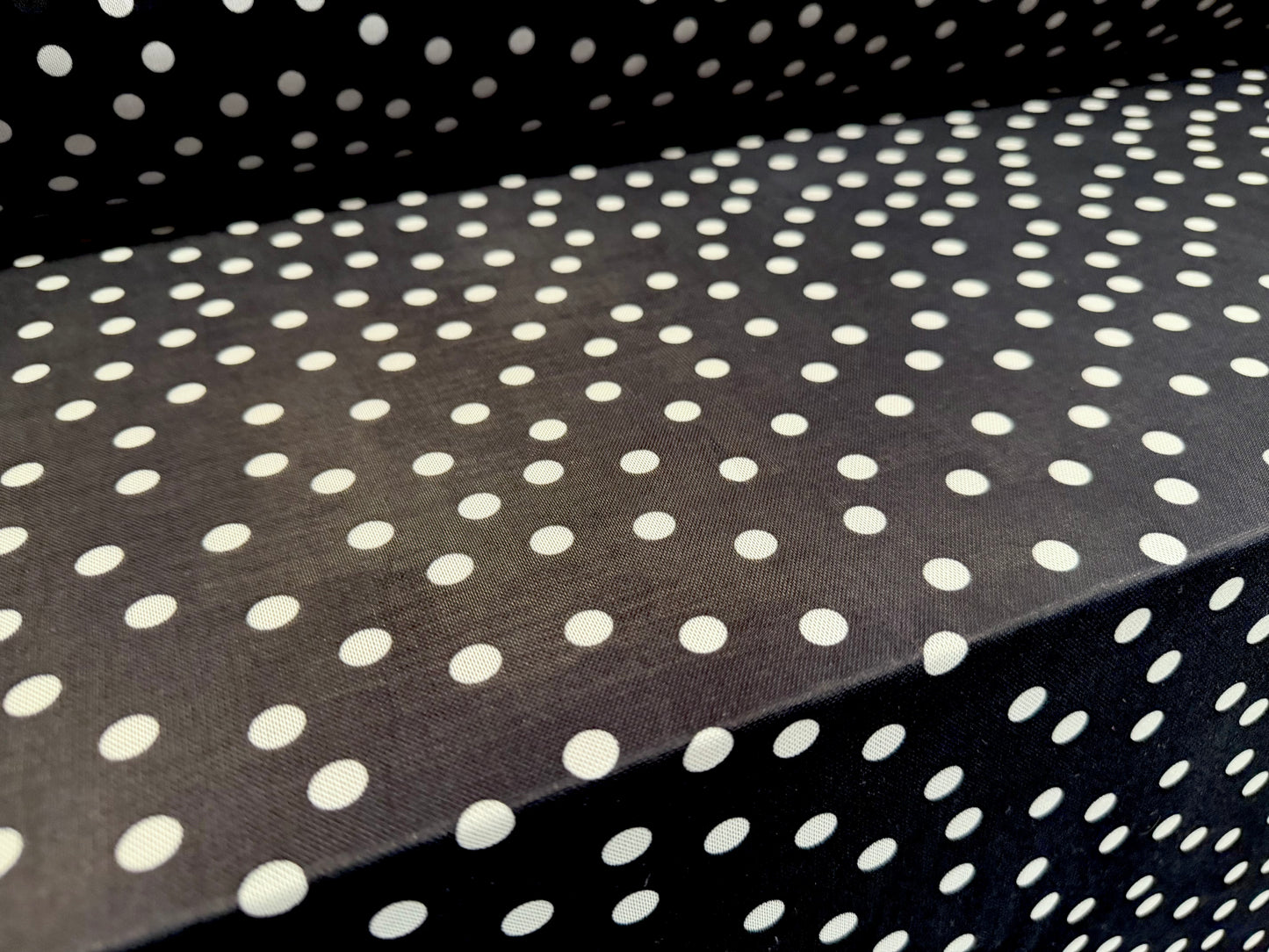 Power mesh net stretch spandex fabric, per metre - polka dot print - black & white
