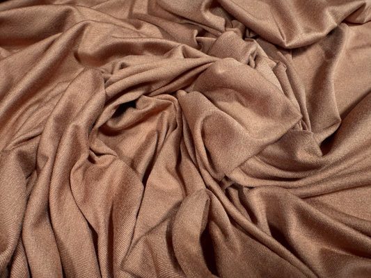 Viscose spandex stretch single jersey fabric, per metre - plain - Sienna brown