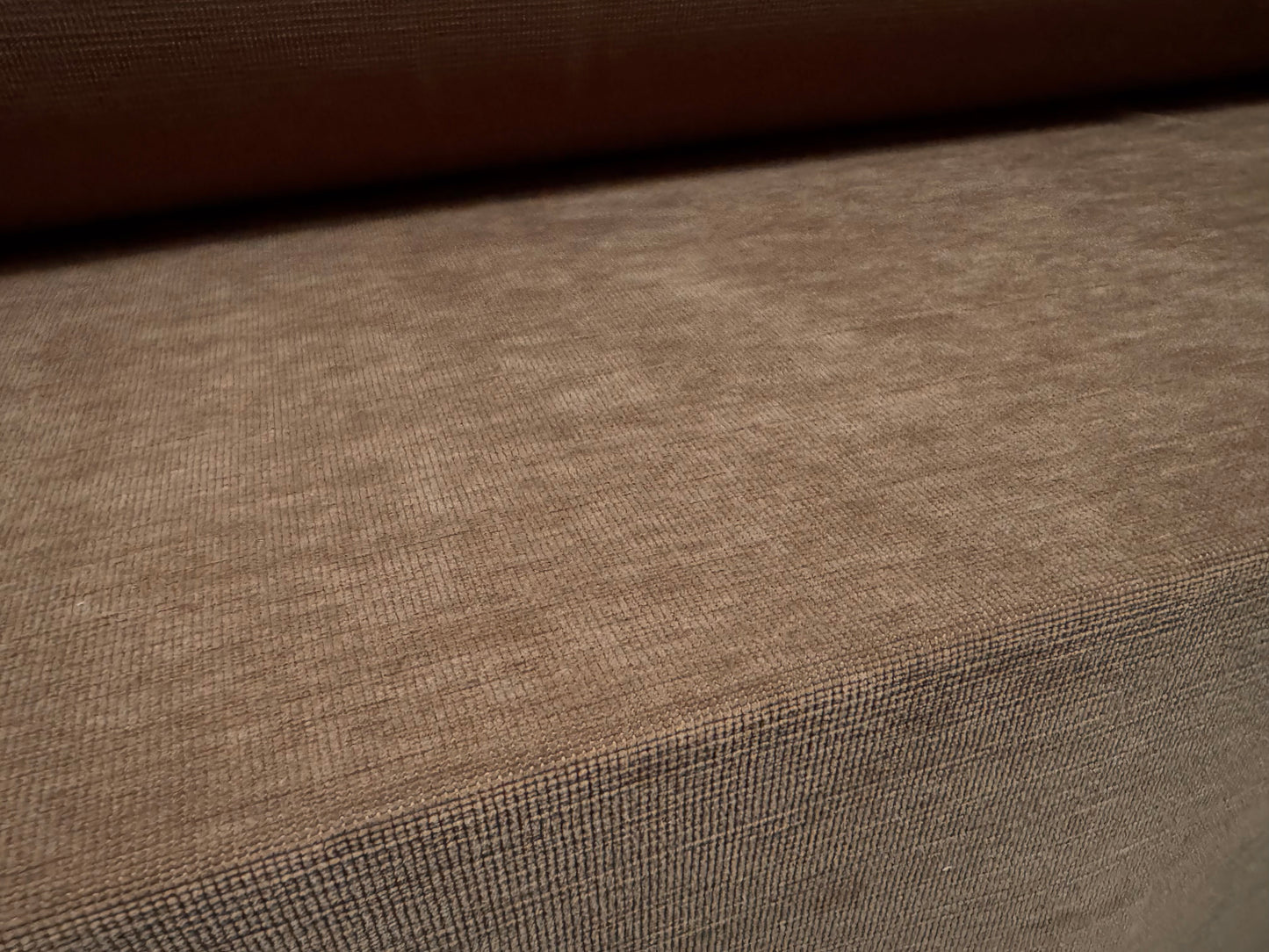 Soft chenille upholstery fabric, per metre - plain - brown