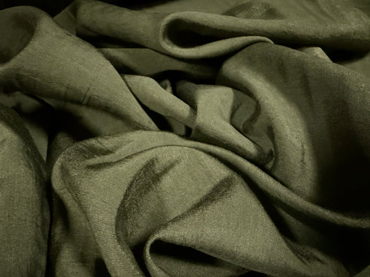 Plain weave lightweight shimmer fabric, per metre - khaki green