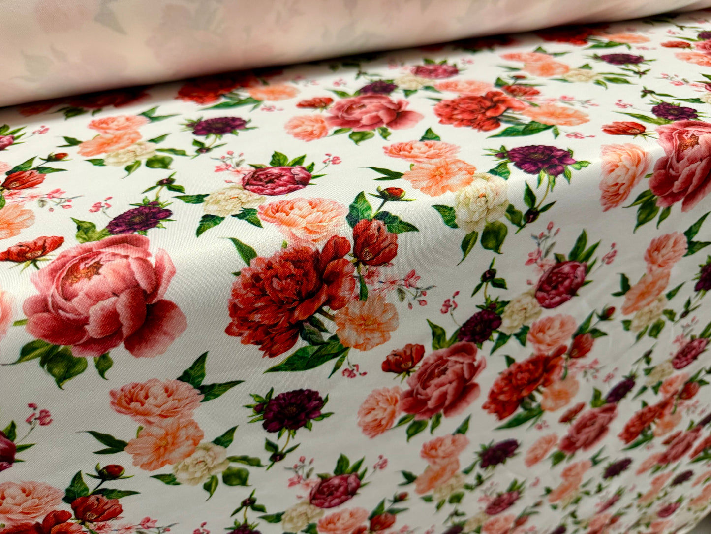 Scuba stretch spandex double jersey fabric, per metre - roses print - multicolour