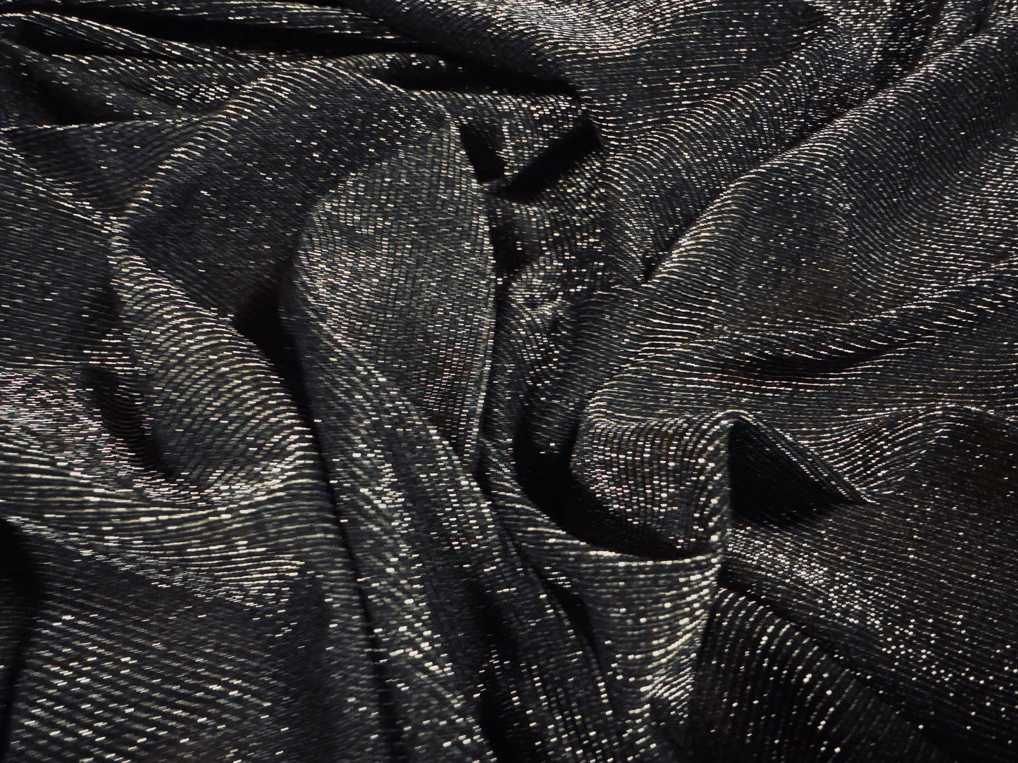 Metallic lightweight single jersey fashion fabric, per metre - lurex sparkle - charcoal grey & silver