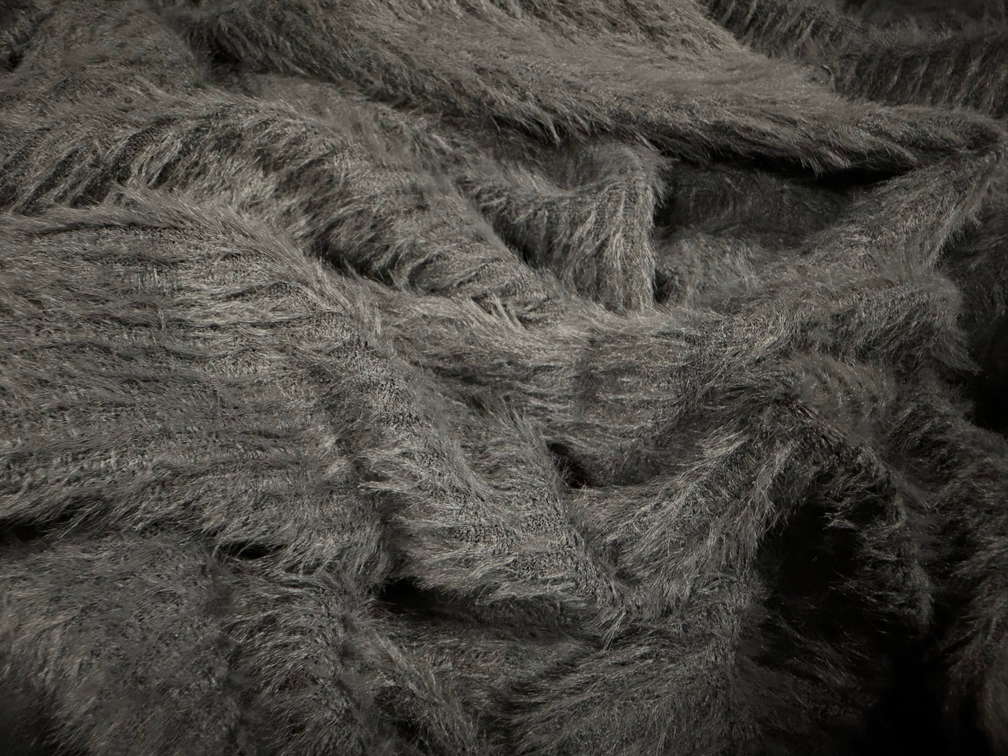 Faux mohair stretch knitwear fabric, per metre - plain - grey