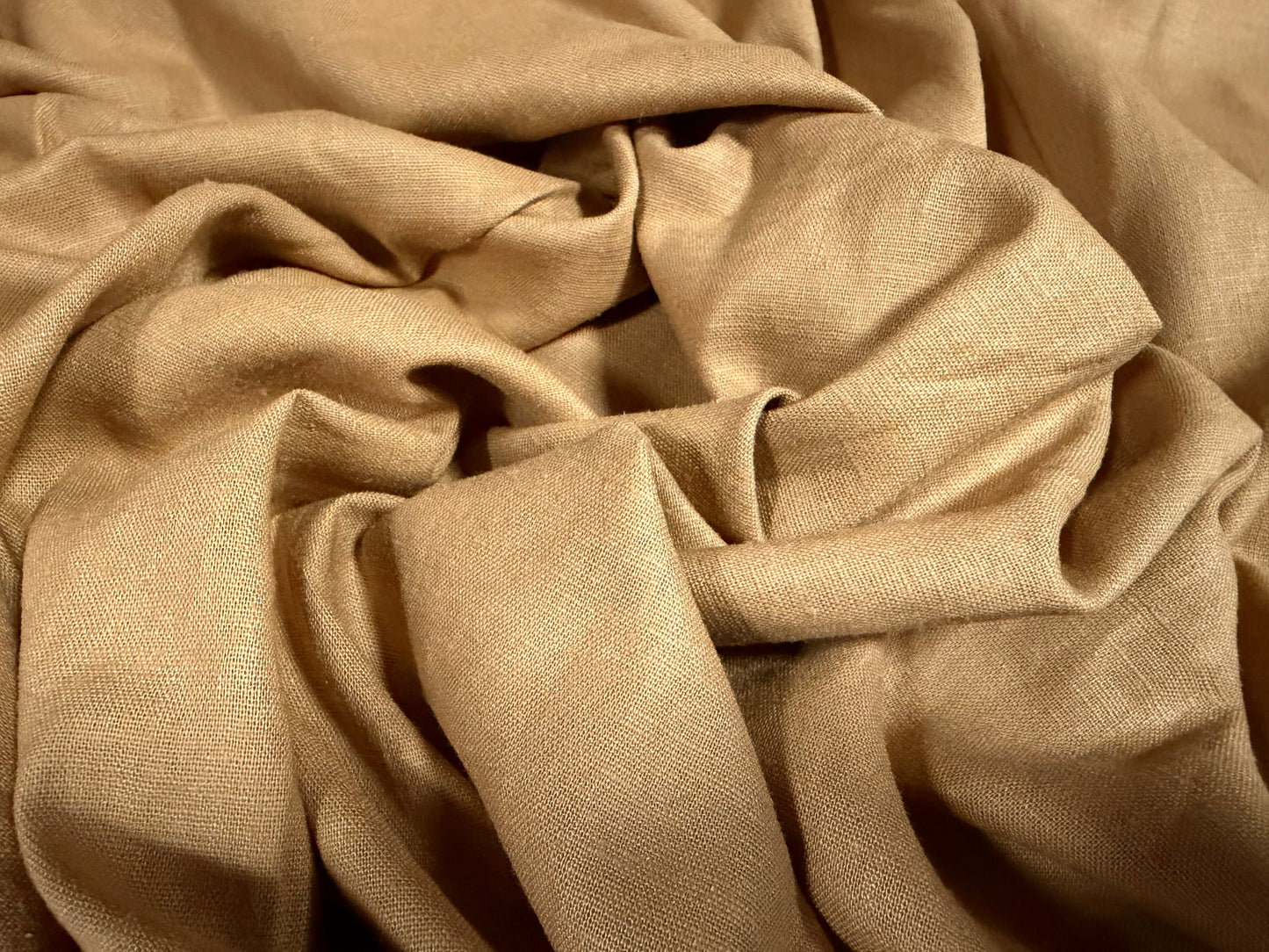Linen plain weave fabric, per metre - plain - warm tan brown