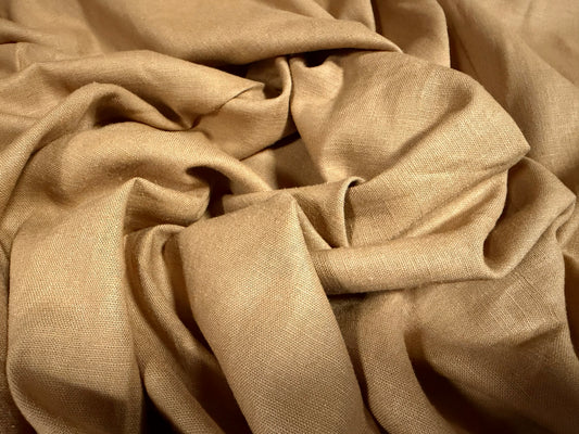 Linen plain weave fabric, per metre - plain - warm tan brown