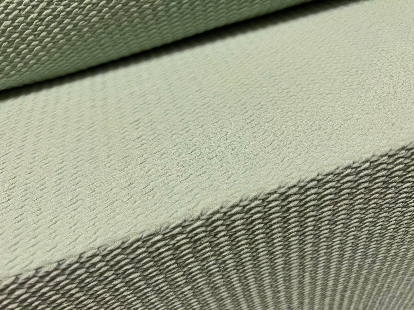 Double jersey knit stretch spandex dress fabric, per metre - jacquard - pale mint green