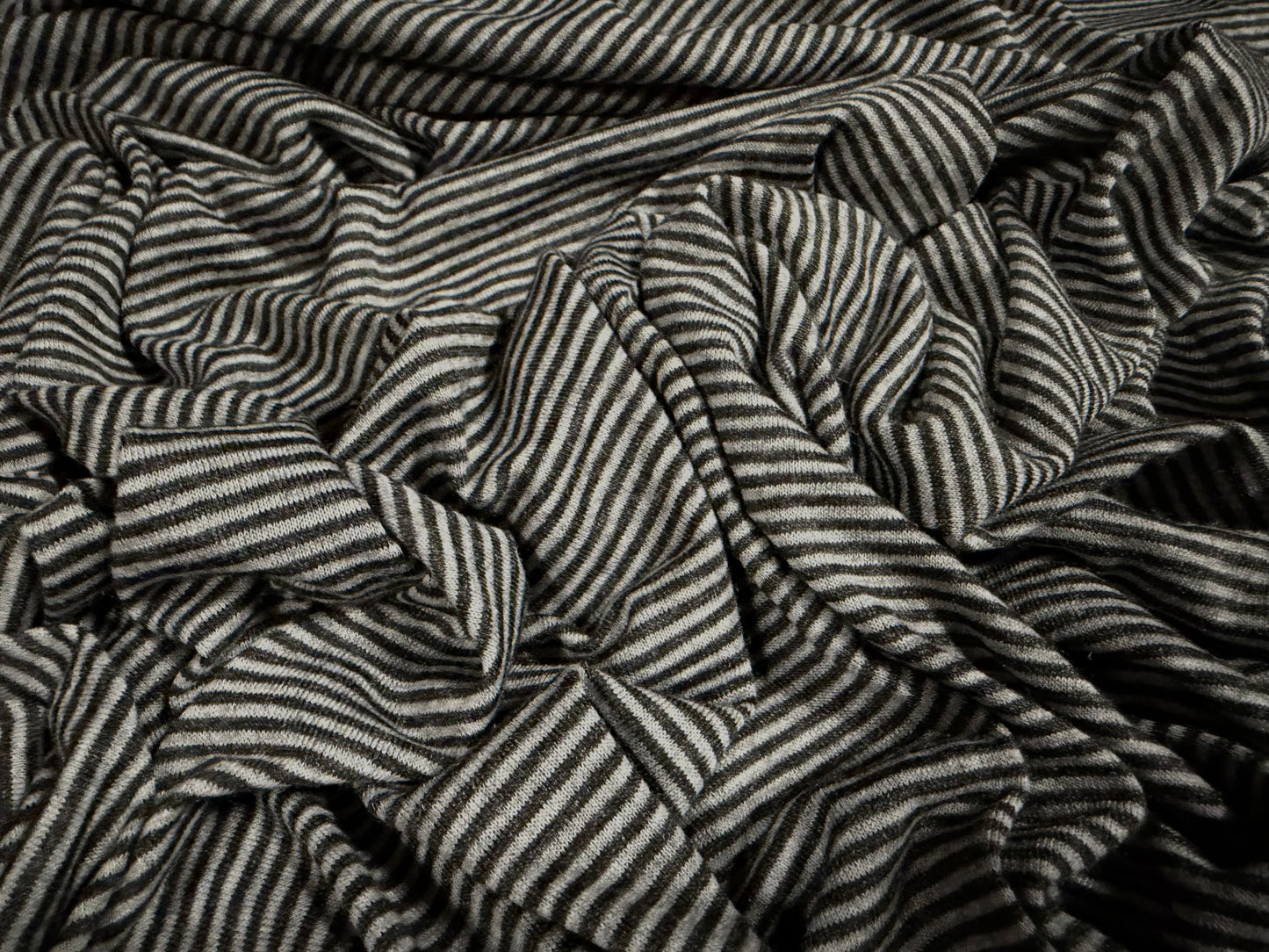 Viscose blend single jersey fabric, per metre - pinstripe - grey