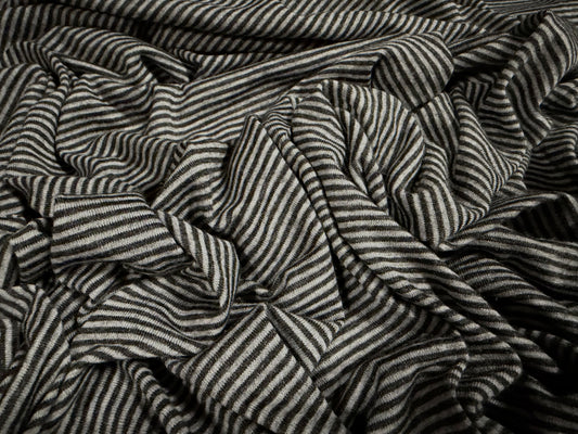 Viscose blend single jersey fabric, per metre - pinstripe - grey